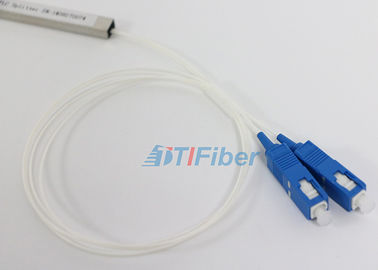 1X2 Baja Tabung Jenis PLC Fiber Optic Cable Splitter Dengan SC / PC Connector