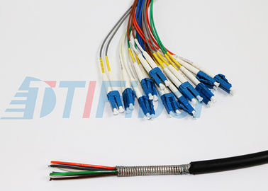 12 Inti FTTX Fiber Optic Pigtail untuk Patch Panel, lc pigtail multimode