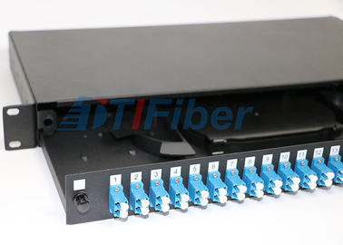 1U 24 Port LC Duplex Fiber Optic Junction Box untuk jaringan optik, ukuran standar