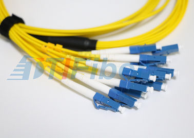 Singlemode 12 Core MPO Fiber Optic Patch Cord Dengan Konektor LC / UPC
