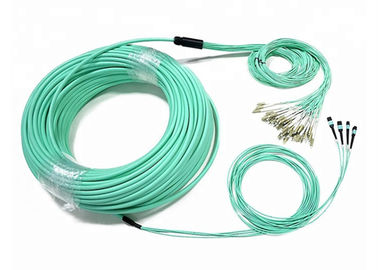 Disesuaikan 48-96 Kabel Patch Serat Optik OM4 MTP / MPO 3 Meter Dengan Konektor LC