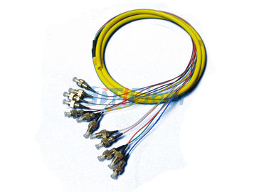 Penyambungan LC Multimode Fiber Optik Pigtail, 0.9mm 12 warna Kabel Fiber