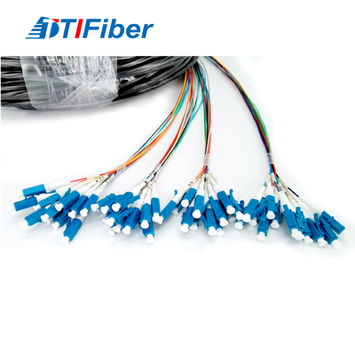 LC SM 48 Core Waterproof Fiber Optic Pigtail Patch Cord Untuk FTTH FTTX