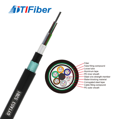 GYTA53 Singlemode Fiber Optic Cable Hitam Untuk FTTH