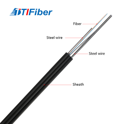FTTH 4 Core G657A1 G657A2 Gjyxch Kabel Drop Fiber Optik Datar Didukung Sendiri