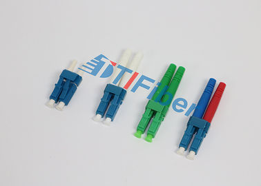 Biru Hijau Multimode Duplex LC Konektor Kabel Serat Optik untuk Jaringan FTTX