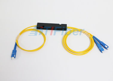 Kuning SC / APC 1 X 2 Fiber Optic Splitter Dengan Kabel Fiber G657A 3.0mm