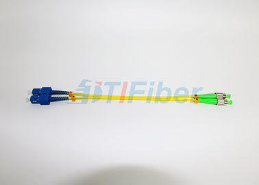 Single Mode Duplex Fiber Optic Patch Cord Dengan Konektor FC / PC ke SC / PC