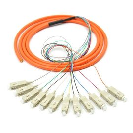 Oranye 12 inti SC UPC kabel serat optik dengan CE, kabel serat patch multimode