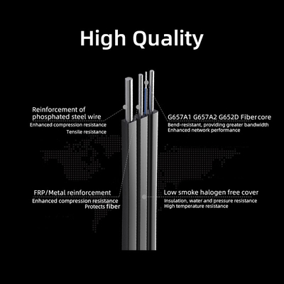 Outdoor Aerial GJYXCH Drop Cable LZSH Mode Tunggal 1 2 4 Core G652D G657A1 G657A2 FTTH Fiber Drop Optic Cable