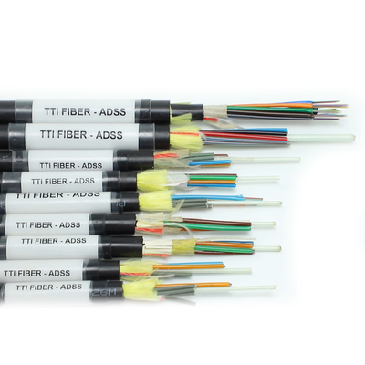Kabel Fiber Optik Luar Ruangan Mode Tunggal Udara ADSS G652D G657A1 G657A2 1 12 24 48 96 144 inti