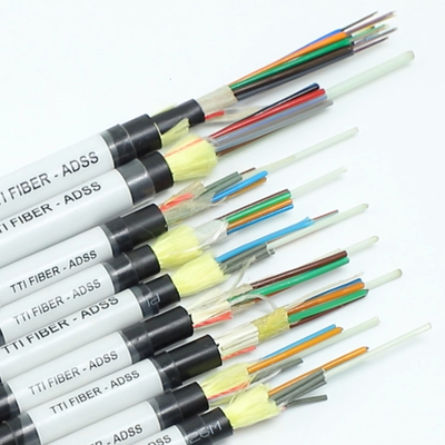 Kabel Fiber Optik Luar Ruangan Mode Tunggal Udara ADSS G652D G657A1 G657A2 1 12 24 48 96 144 inti