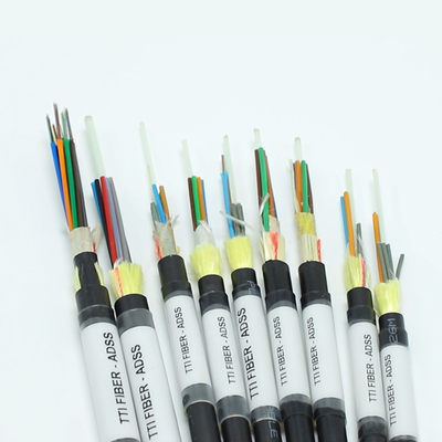 Kabel Fiber Optik Luar Ruangan Mode Tunggal Udara ADSS G652D G657A1 G657A2 1 12 24 48 96 144 inti