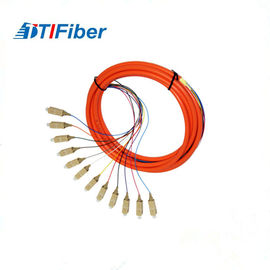 Simplex Duplex 12 core Fiber Optik Pigtail OM2 50um Untuk Jaringan FTTH