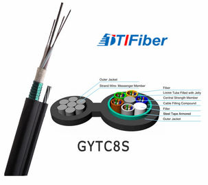 Kabel Data Serat Optik Tahan Air, 2-144 Core Core Fibre Lead GYTC8S Untuk Udara