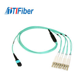 1-24 Fiber MPO / MTP Fiber Optic Patch Cord 10G 50 / 125μM OM3 Berbagai Panjang