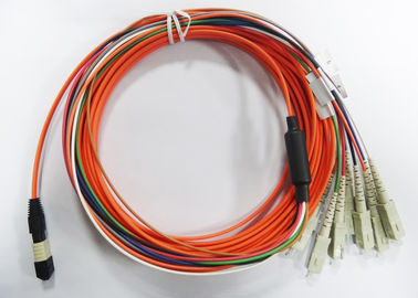 Flat / Putaran MPO / MTP serat optik kabel patch untuk 12core Ribbon Kabel Fiber