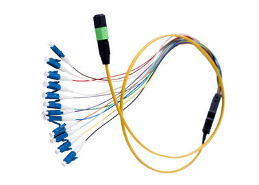 APC 12 inti MTP / MPO - LC Cord Fiber Optic Patch untuk Instalasi Premis