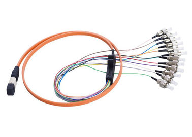 APC 12 inti MTP / MPO - LC Cord Fiber Optic Patch untuk Instalasi Premis