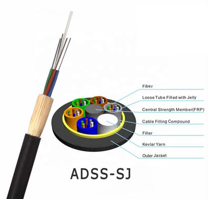 Kabel serat optik ADSS 24-144core FRP Central Strength Member Mode tunggal