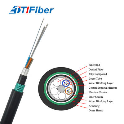 Kabel Fiber Optik GYTA53 Kabel Fiber Optik 4 Core Direct Buried Tube Fiber Optic Cable