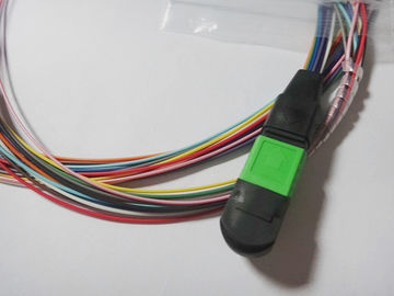 MPO LC Fiber Optic Patch kabel datar bulat dengan 12core Ribbon Kabel