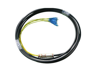 4cores Waterproof Fiber Optic Pigtail dengan SC konektor UPC, kabel hitam