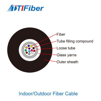Indoor Outdoor Non Metallic SM G652D Fiber Optic Cable Tikus Bukti Untuk FTTH