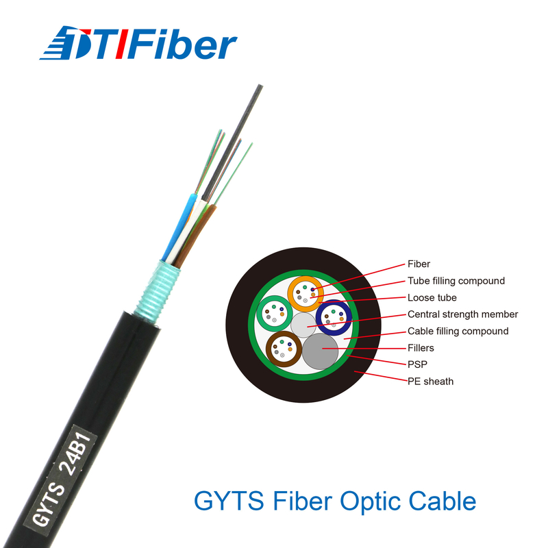 4 8 12 24 48 Core Singlemode Kabel Serat Optik Penggunaan Luar Ruangan Gyta Gyts Gyxtw